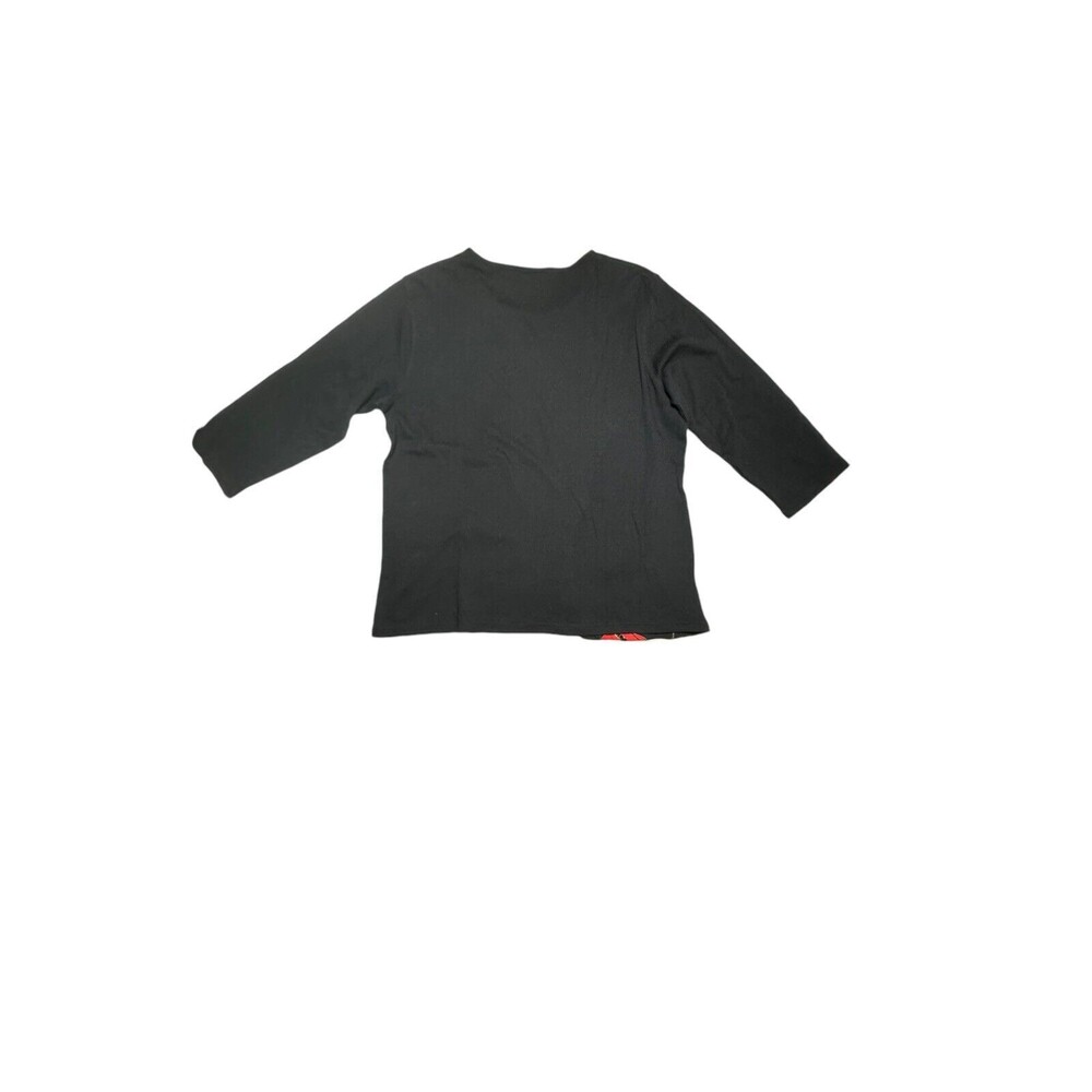 Vintage Peanut Butter & Jelly Black Sweater‎ Red Poinsettia Sequin Women’s XL - Picture 2 of 11